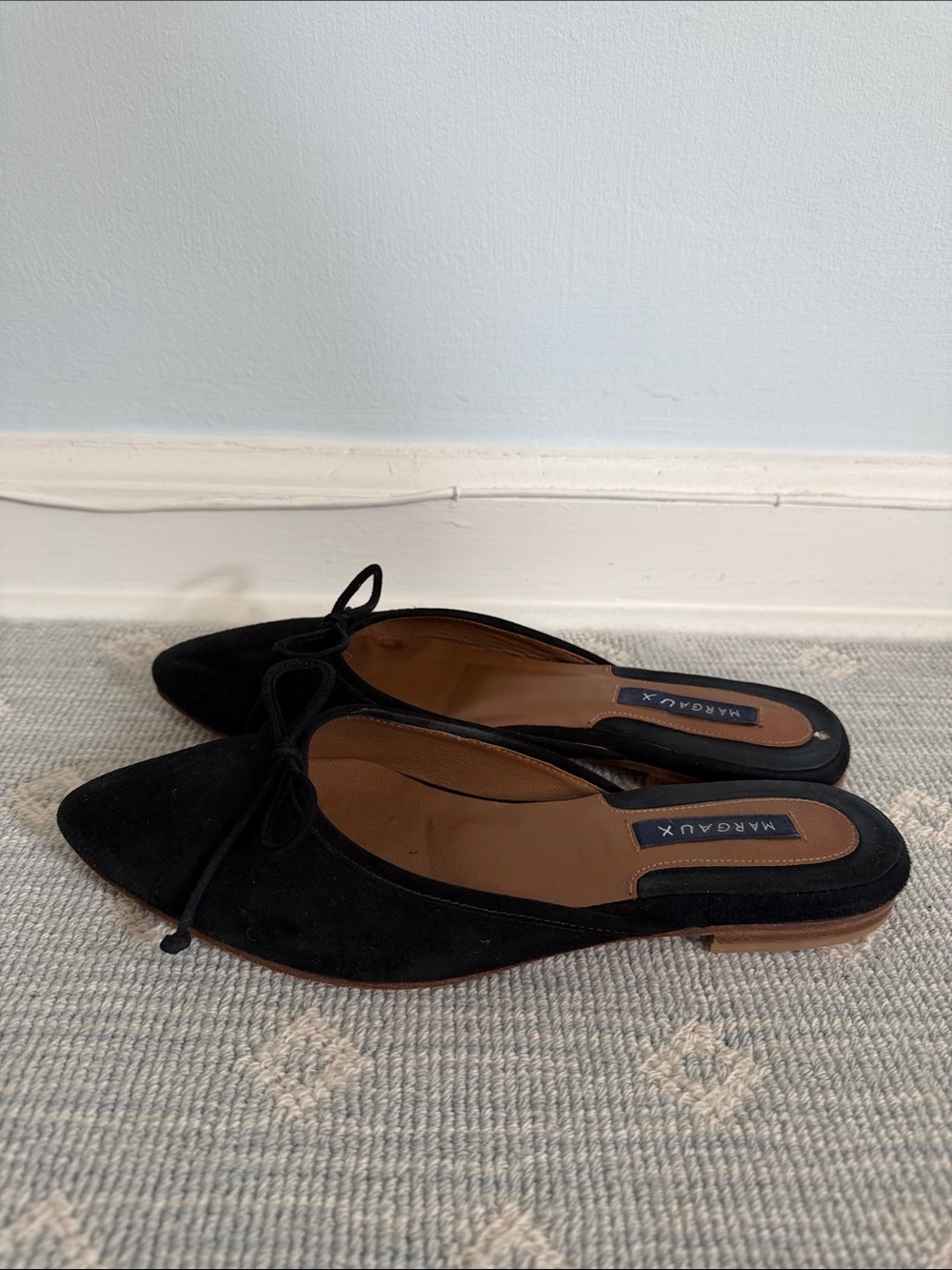 Margaux Black Suede Pointed Toe Bow-Accent Mule - Picture 6 of 8